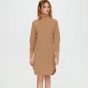 Aritzia Wilfred Free Bianca Tan Turtleneck Sweater Dress